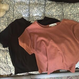 Better Together Black and orangeish pink Crop Relaxed T-Shirt
